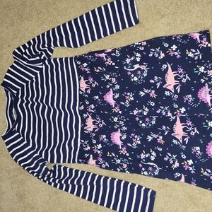 Navy Striped and Floral Kids Dress
